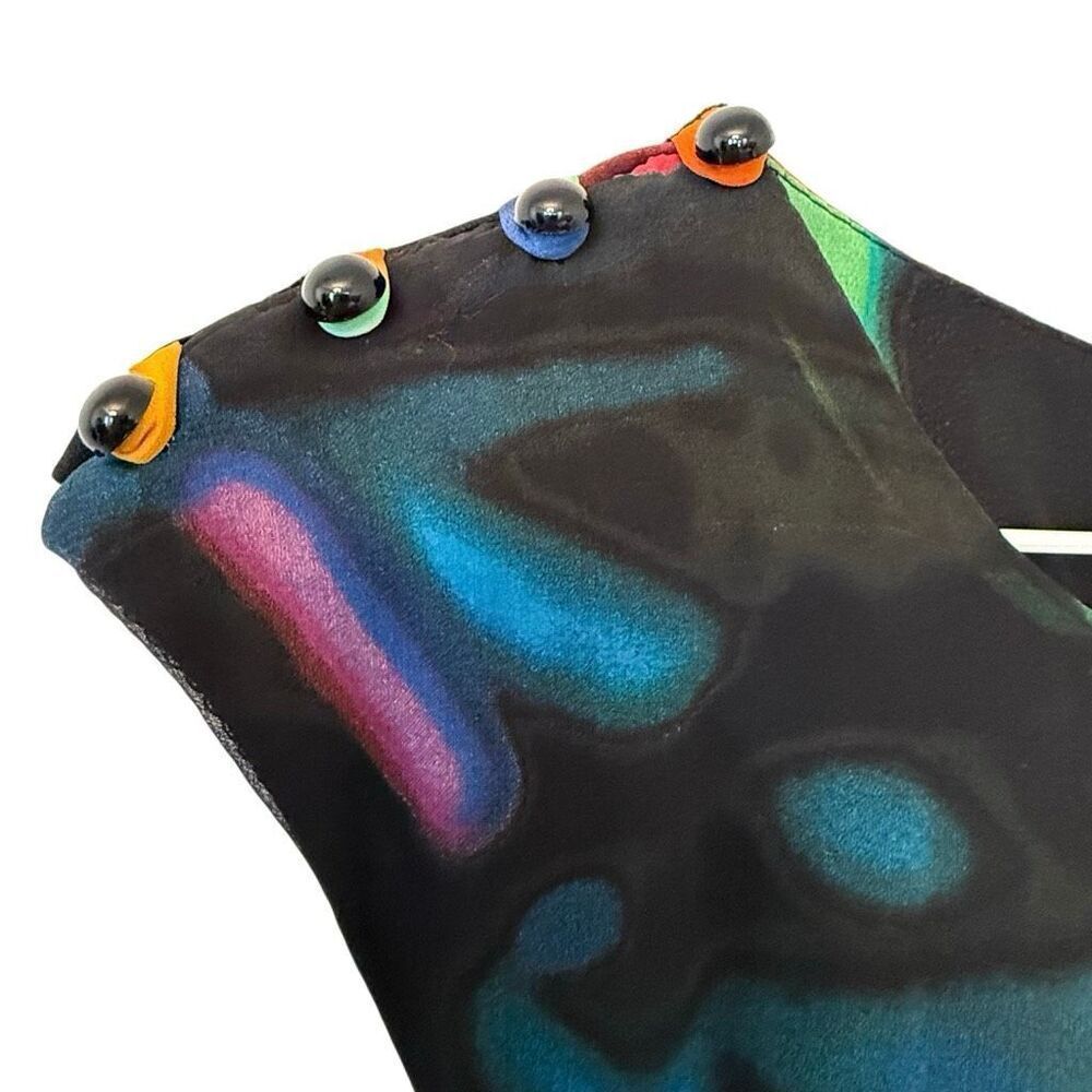 Vintage Xtraordinary Abstract Sleeveless Tie Waist Mini Dress Multicolor Small - Picture 2 of 5